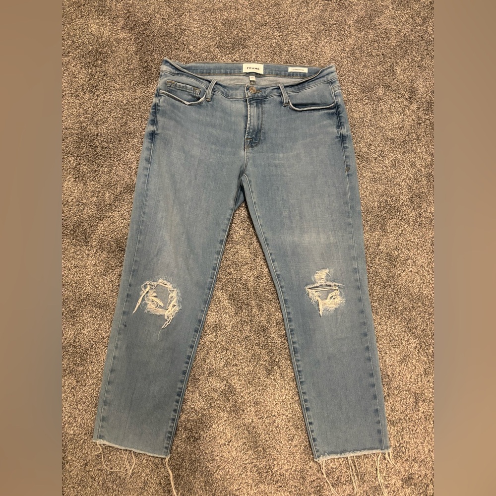 Frame Denim Light Blue Distressed Jeans